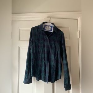 Elizabeth and James blue and green plaid button down